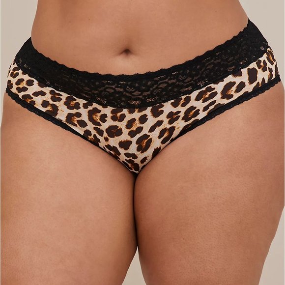 ❤️NWT VINTAGE TORRID ANIMAL PRINT HIPSTER LACE TRIM LATTICE BACK PANTY - Picture 3 of 12